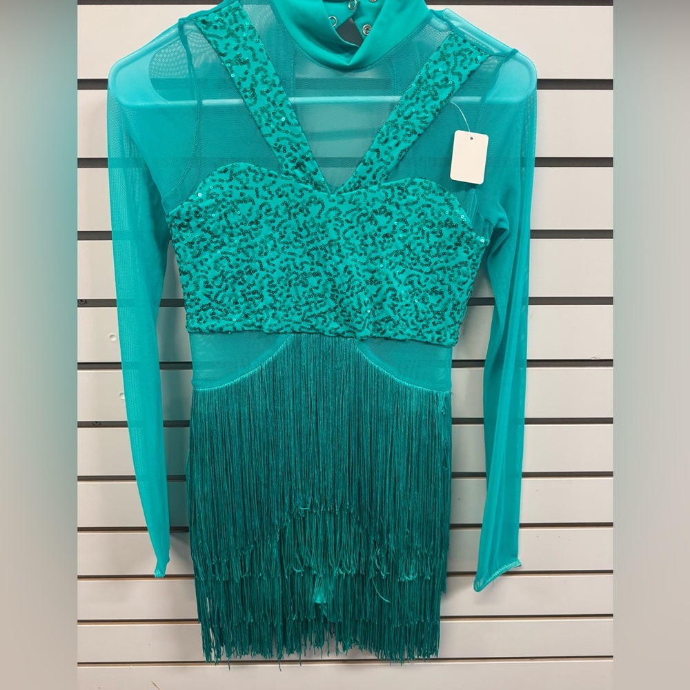 Weissman Teal Dance Costume with Fringe